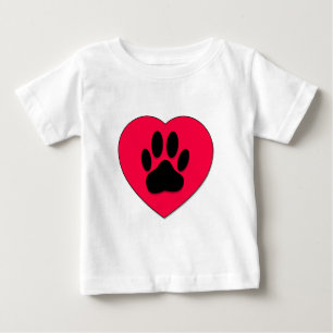 Red Heart med Hund Paw Print Tee