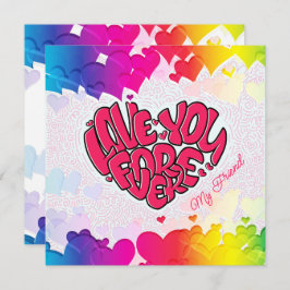 Red Heart med ord Kärlek You Forever Valentine's Julkort