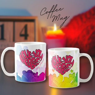 Red Heart med ord Kärlek You Forever Valentine's Kaffemugg