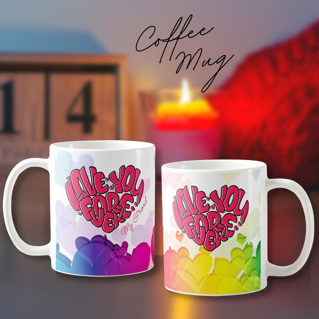 Red Heart med ord Kärlek You Forever Valentine's Kaffemugg (Skapare uppladdad)