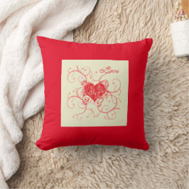 Red Heart med röd bakgrund Pillow Kudde