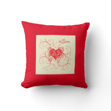 Red Heart med röd bakgrund Pillow