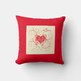 Red Heart med röd bakgrund Pillow Kudde