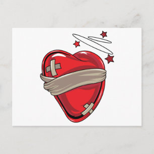 Red Heart Mending Brken Hearts Kärlek Vykort
