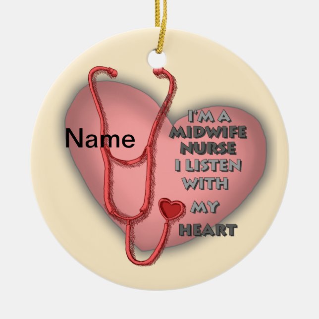 Red Heart Midfru Nurse Julgransprydnad Keramik (Framsidan)