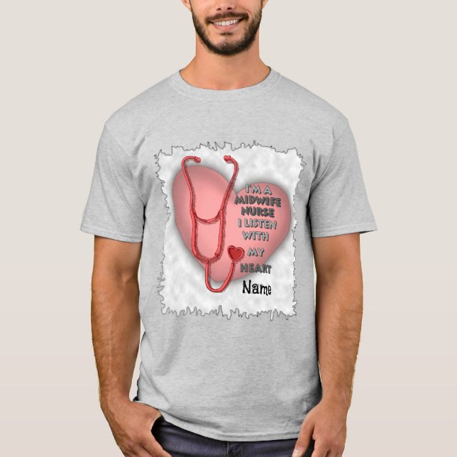 Red Heart Midfru Nurse T Shirt (Framsida)