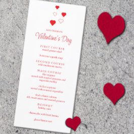 Red Heart Minimalist Valentine Day Party Meny