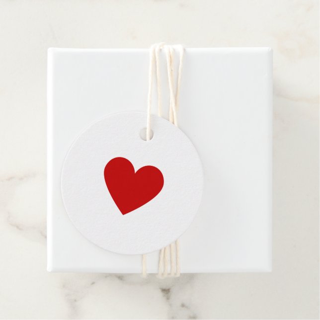 Red Heart Modern Minimalist Simple Elegant Circle Gåvor Etiketter (På plats)