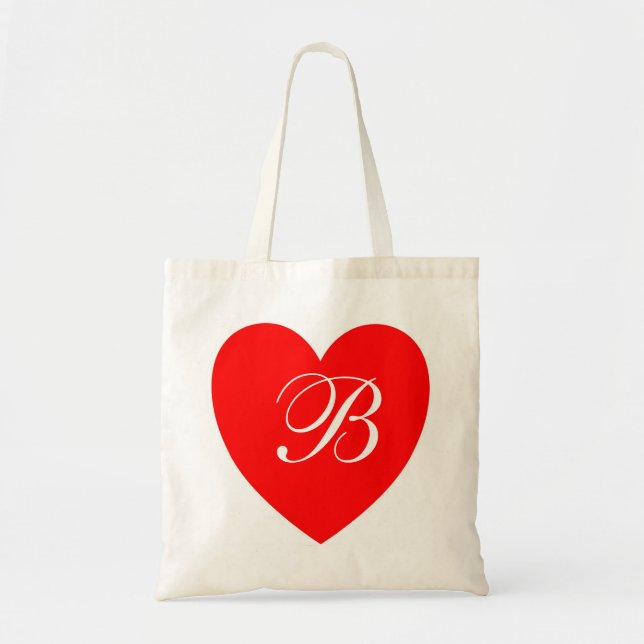 Red Heart Monogram Bag Tygkasse (Framsidan)