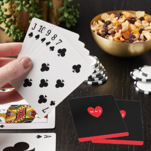 Red Heart Monogram - en gåva Alla hjärtans dag Casinokort