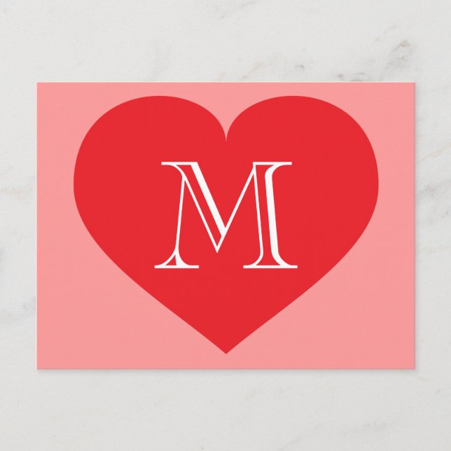 Red Heart Monogram Vykort (Framsida)