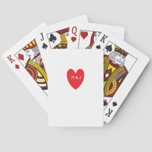 Red Heart Monogrammed Initialer Bröllop Anpassning Casinokort