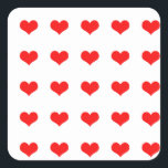 Red Heart Mönster Bröllop Valentine Birthdays Fyrkantigt Klistermärke<br><div class="desc">Tryckt med sött rött hjärta!</div>