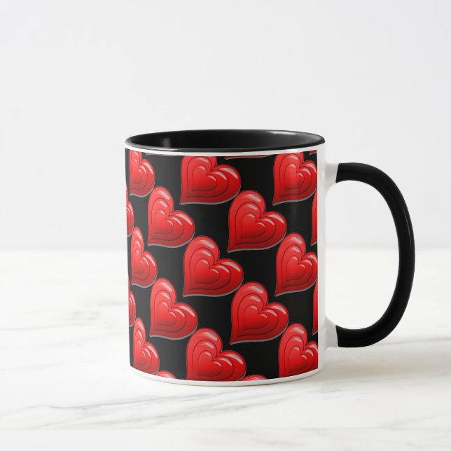 Red Heart Mönster Valentine DayCoffee Mugg (Höger)