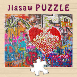 Red Heart Mosaic Graffiti Street Art Photo - Pussel