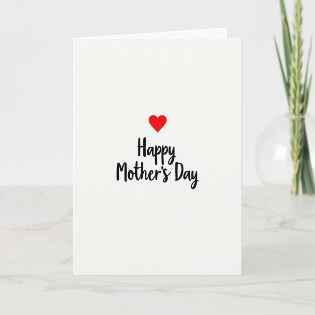 Red Heart Mothers Day Message Card Kort (Framsida)