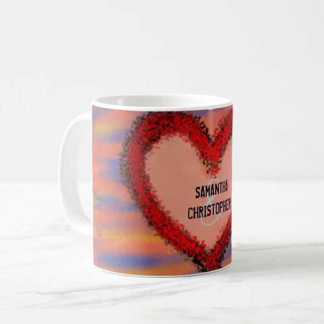 Red Heart Namn Sienna Blue Gult Himmel Kaffemugg (Framsida vänster)
