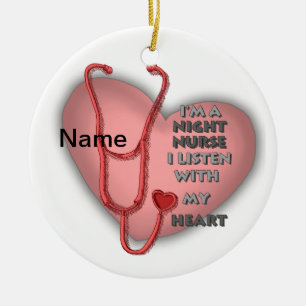Red Heart Night Nurse Julgransprydnad Keramik