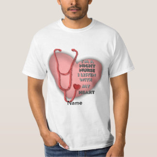 Red Heart Night Nurse T Shirt