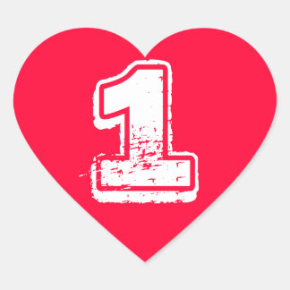 Red Heart nummer Sticker Hjärtformat Klistermärke