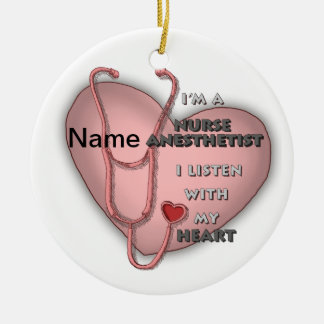 Red Heart Nurse Anesthetist Julgransprydnad Keramik