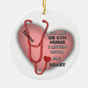 Red Heart ObGyn Nurse Julgransprydnad Keramik