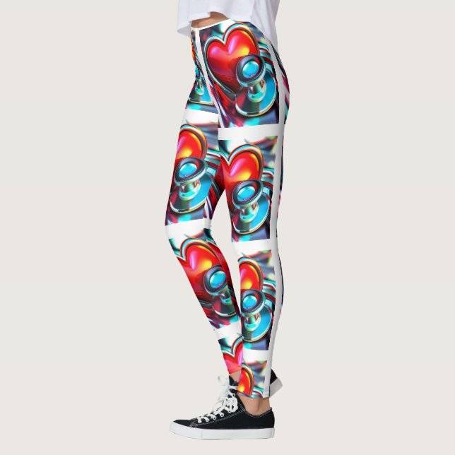 Red Heart och Chrome Stethoscope Healthcare Leggings (Vänster)