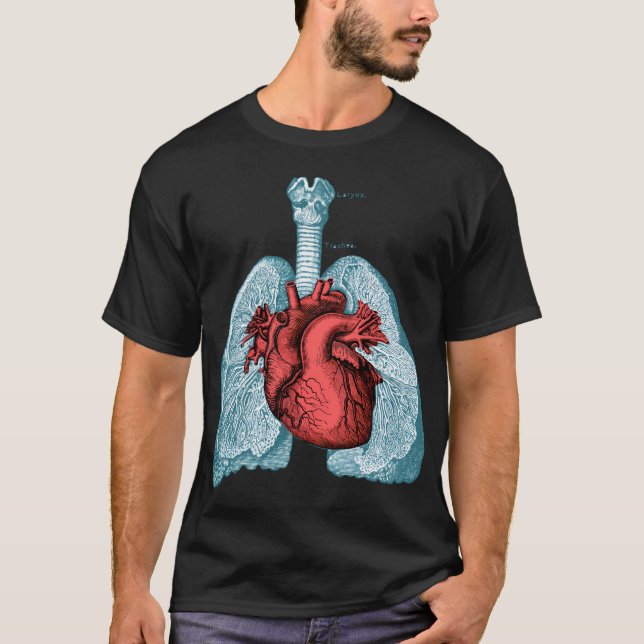Red Heart och Lungor Human Anatomy T Shirt (Framsida)