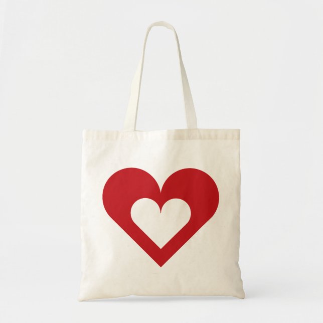 Red Heart on Heart Toc Bag Tygkasse (Framsidan)