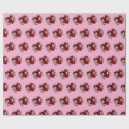 Red heart on pink background Wrapping Paper love Presentpapper