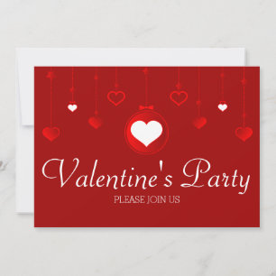 Red Heart Ornaments Valentine Party-inbjudan Inbjudningar