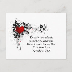 Red Heart Ornate Black Swirls OSA Inbjudan Vykort