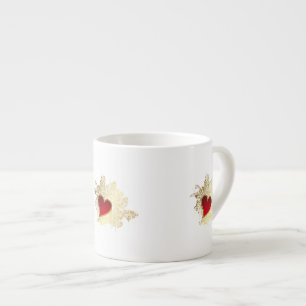 Red Heart på Guld Filigree Espressomugg