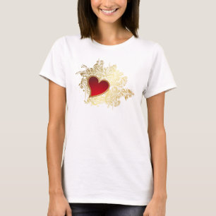 Red Heart på Guld Filigree Tee Shirt