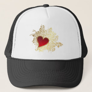 Red Heart på Guld Filigree Truckerkeps
