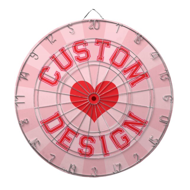 Red Heart på Pastel Rosa Färg med röd text Darttavla (Framsidan)