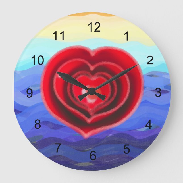 Red Heart på Vinkara Valentine Large Clock Stor Klocka (Framsida)