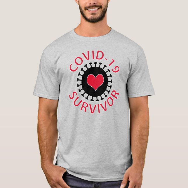 Red Heart Pandemic Coronavirus Covid- 19 Survivor T Shirt (Framsida)