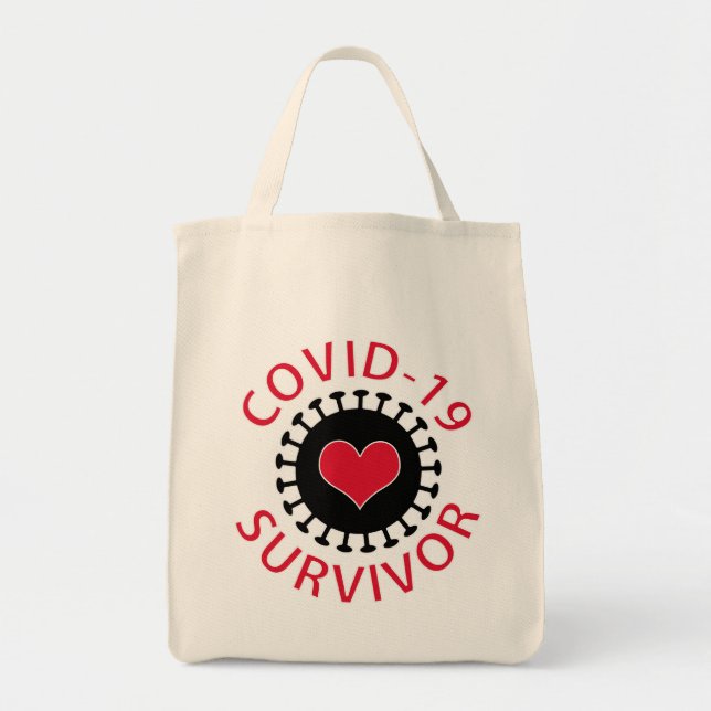 Red Heart Pandemic Coronavirus Covid- 19 Survivor Tygkasse (Framsidan)