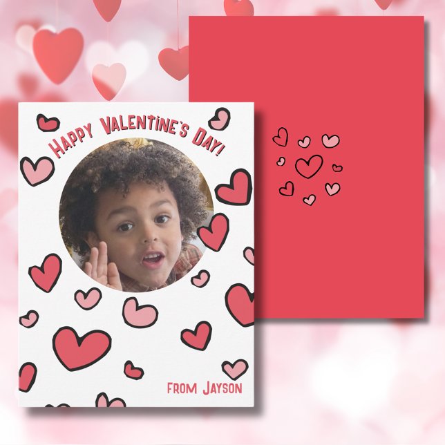 Red Heart Photo Classroom Valentine Day Card Anteckningskort (Red Heart Photo Classroom Valentine's Day Card
)