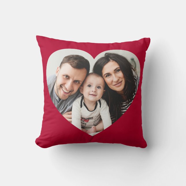 Red Heart Photo cut Out Valentine Day Pillow Kudde (Framsida)