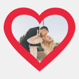 Red Heart Photo in Heart Hjärtformat Klistermärke