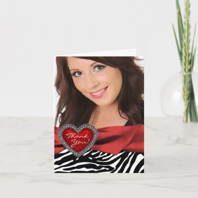 Red Heart Photo Zebra, tack... Tack Kort (Framsida)