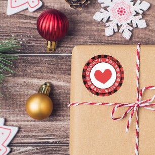 Red Heart Play North Pole Luft Mail Runt Klistermärke