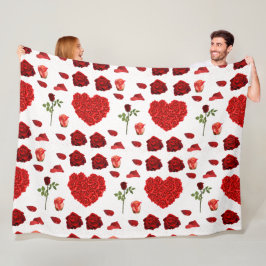 Red heart red flowers garden chic floral foliage fleecefilt