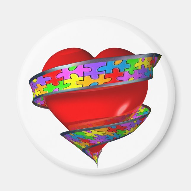 Red Heart Ribbon Magnet (Framsidan)