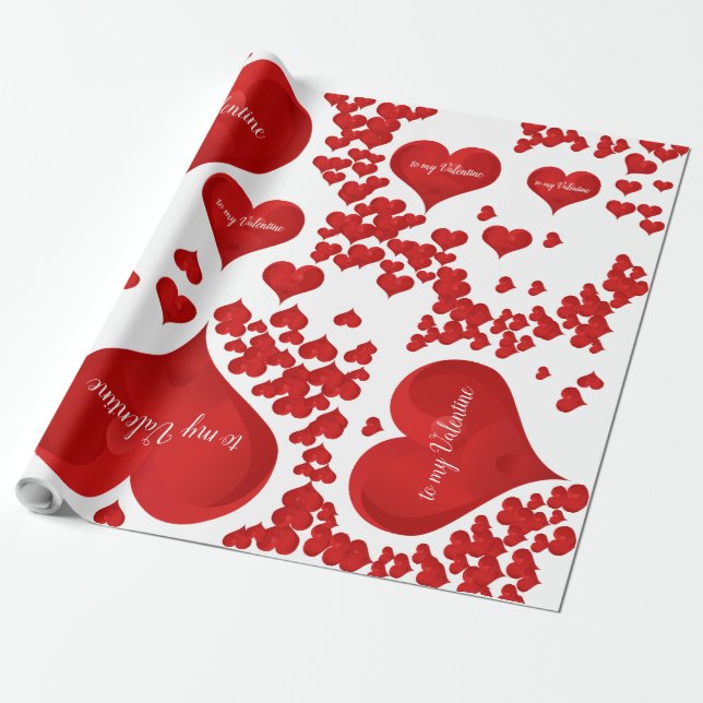 Red Heart Romantic Kärlek Valentine Presentpapper (Utrullad)
