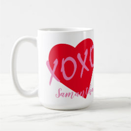 Red Heart Rosa XOXO Valentine Day Modern Kaffemugg