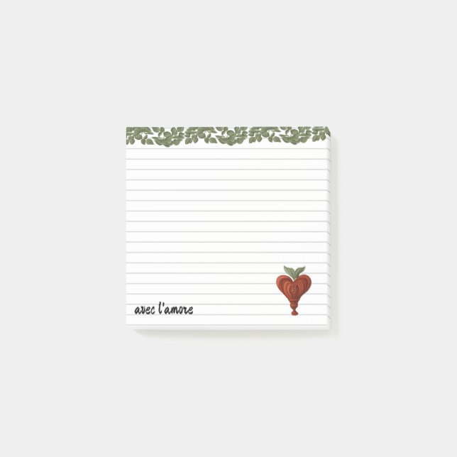 Red heart, ruled-lines post-it block (Framsida)