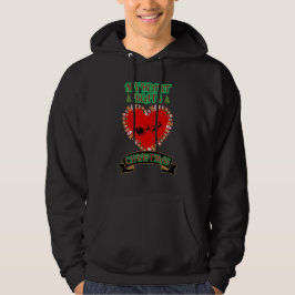 Red Heart Santa Sleigh Reindeer jul Helgdag Hoodie